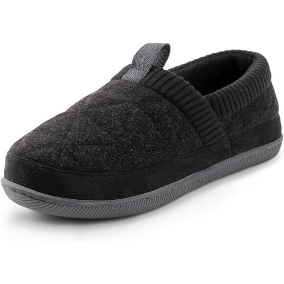 Women's Closed Back Knit Cuff Warm Lining Memory Foam Sole Black Slippers Boot - Picture 1 of 6